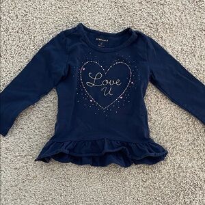 BCBGirls Navy Long Sleeve Valentine’s Day Tee with Heart ‘Love U’ Design